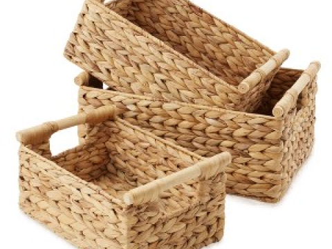 Hand-Woven Rattan Wicker Storage Basket-Demo