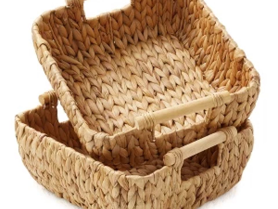 Wood Cutting Board with Rattan Accent Handle - Versatile Kitchen Serveware