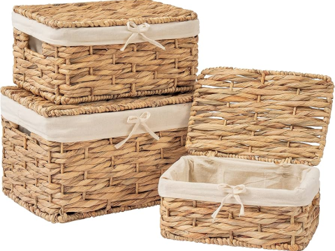 Premium Handwoven Rattan Storage Basket and Wicker Home Organizer Set | PM0796