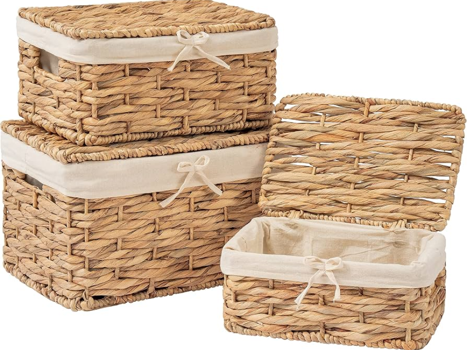 Premium Handwoven Rattan Storage Basket and Wicker Home Organizer Set | PM0796
